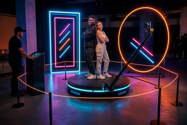 Neon 360 Booth deneyimi için konsept görsel