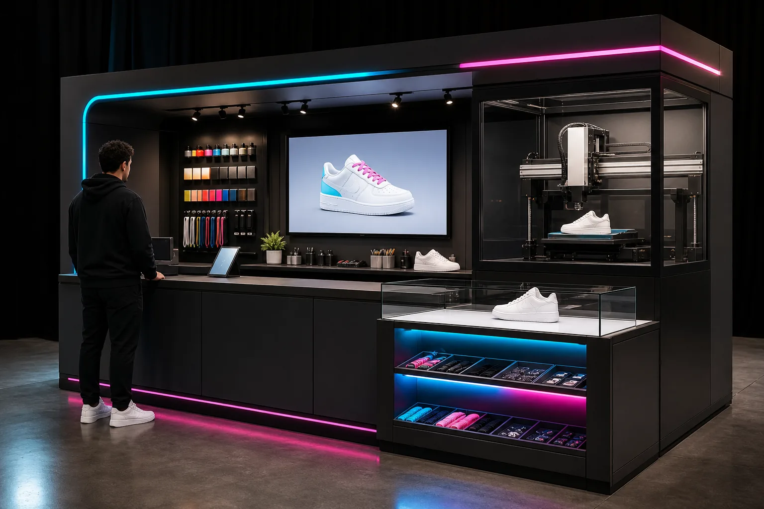 Custom Sneaker Station interaktif deneyim görseli