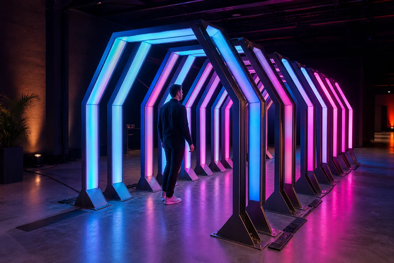 Kinetic Light Tunnel interaktif deneyim görseli