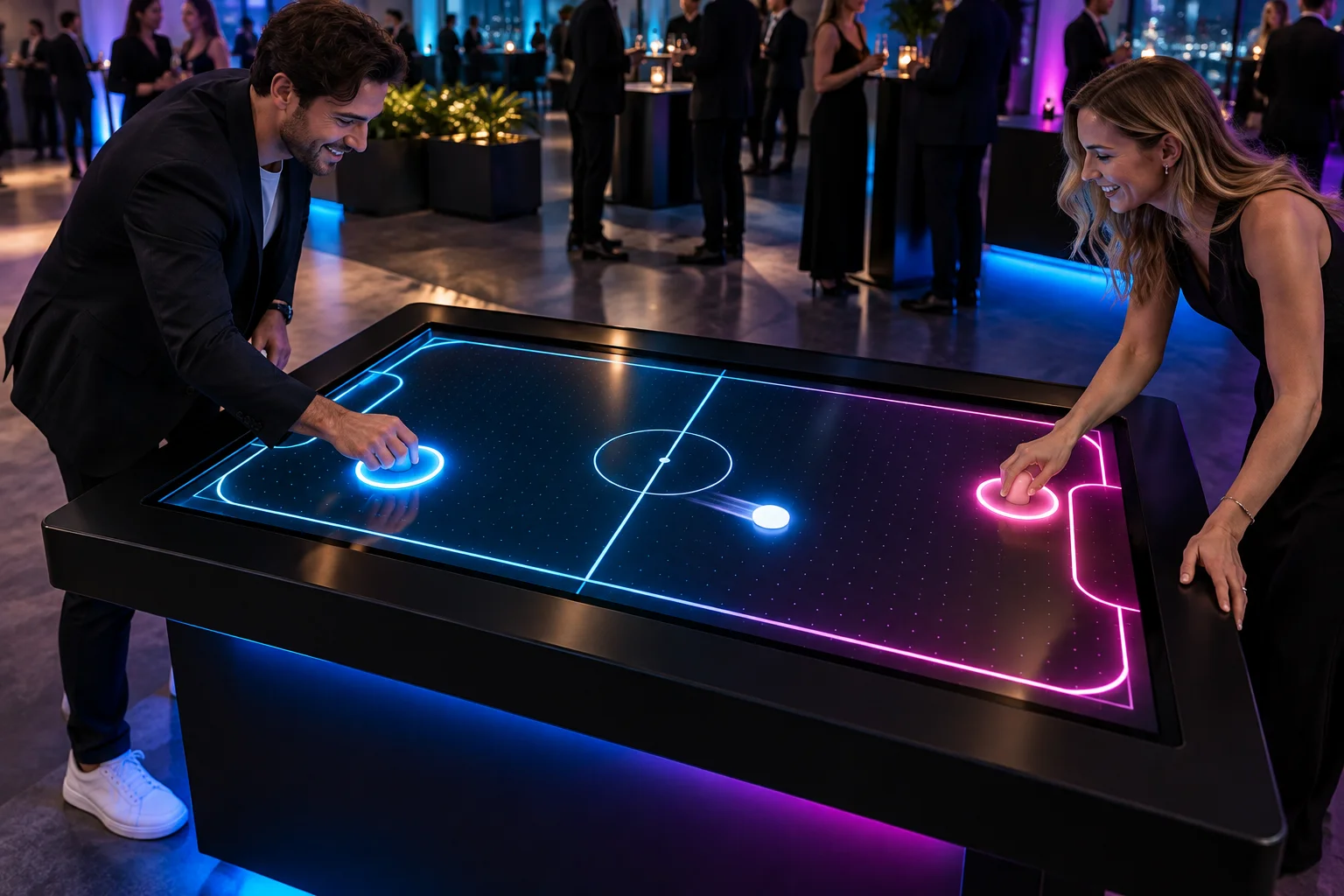 Neon Air Hockey interaktif deneyim görseli