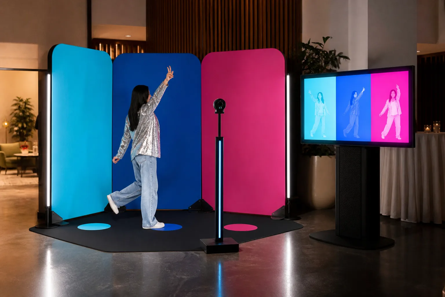 Split Screen Video Booth interaktif deneyim görseli